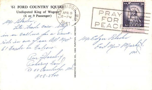 61 Ford Country Squire Early Auto Car Stationwagon Vintage Postcard K103122 - Image 2