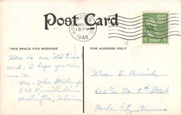 Huntington Indiana Old Red Covered Bridge Scenic View Antique Postcard J79089 - Image 2