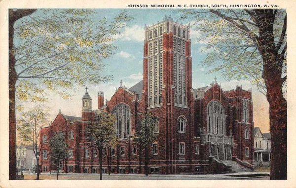 Huntington West Virginia Johnson Memorial ME Church Antique Postcard J79112
