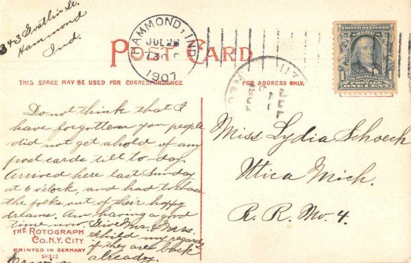 Hammond Indiana German Lutheran Church Antique Postcard J79154 - Image 2