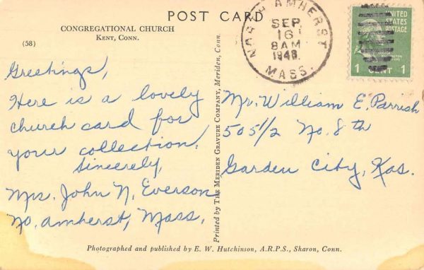 Kent Connecticut Congregational Church Exterior Antique Postcard J79188 - Image 2