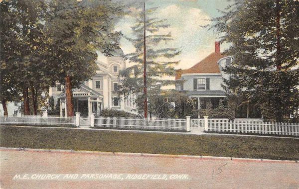 Ridgefield Connecticut ME Church and Parsonage Antique Postcard J79190