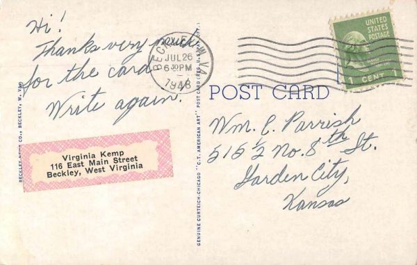 Beckley West Virginia Baptist Church Exterior Antique Postcard J79239 - Image 2