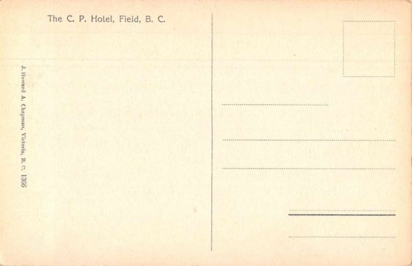 Field British Columbia Canada The CP Hotel Exterior Antique Postcard J79255 - Image 2