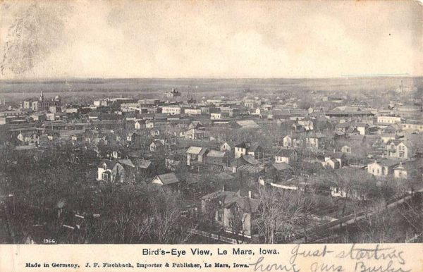 Le Mars Iowa Birdseye View Of City Antique Postcard K103189