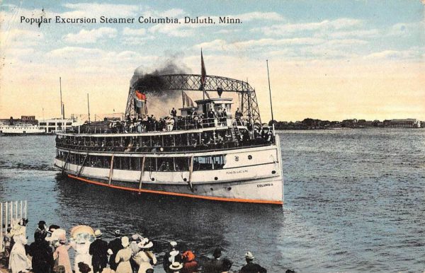 Duluth Minnesota Popular Excursion Steamer Columbia Antique Postcard K103190
