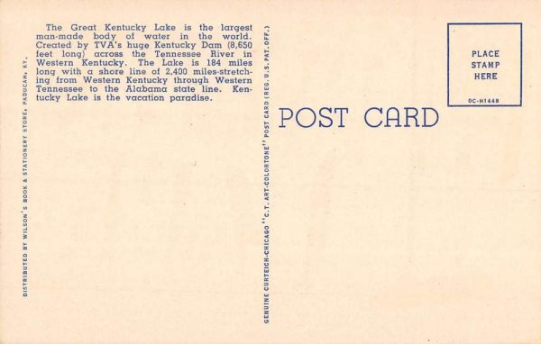 Kentucky Lake Kentucky Large Letter Linen Antique Postcard K103231 - Image 2