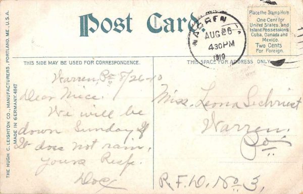 Warren Pennsylvania Oil Wells At Glade Antique Postcard K103246 - Image 2