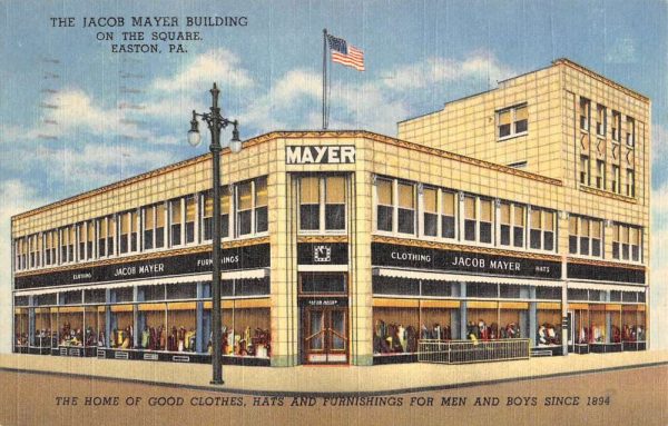 Easton Pennsylvania Mayer Building Street View Antique Postcard K103264