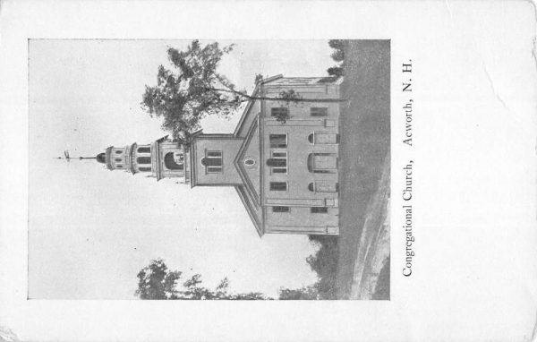 Acworth New Hampshire Congregational Church Street View Antique Postcard K103268