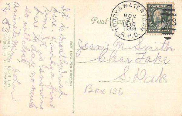 Dell Rapids South Dakota Odd Fellows Home Street View Antique Postcard K103307 - Image 2