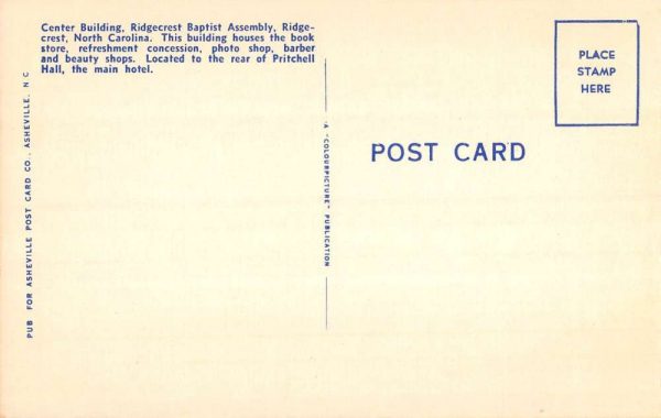 Ridgecrest North Carolina Baptist Assembly Center Bldg Antique Postcard K103317 - Image 2