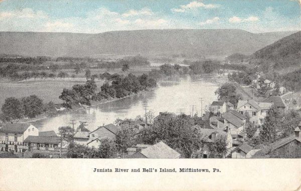 Mifflintown Pennsylvania Juniata River Bells Island Antique Postcard K103346