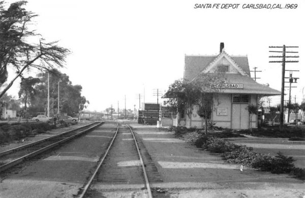 Carlsbad California Santa Fe Depot Real Photo Vintage Postcard K103384
