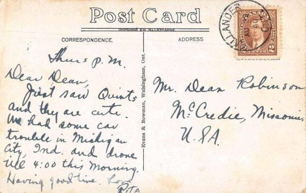 Callander Ontario Canada Dionne Quintuplets Visitors Antique Postcard J79269 - Image 2