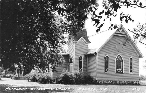 Manawa Wisconsin Methodist Episcopal Church Real Photo Antique Postcard J79283