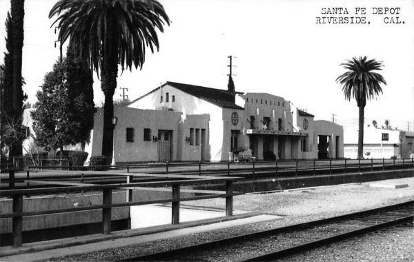 Riverside California Santa Fe Railroad Depot Real Photo Vintage Postcard K103513