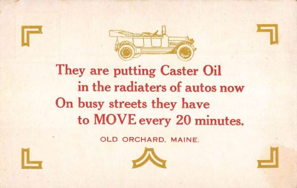 Old Orchard Maine Caster Oil Early Auto Ad Antique Postcard K103528