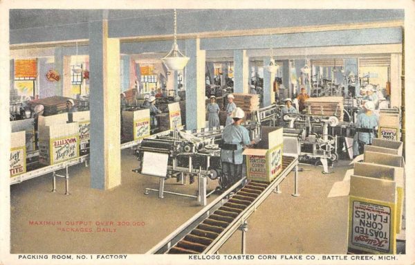 Battle Creek Michigan Kellog Co Packing Room Antique Postcard K103594