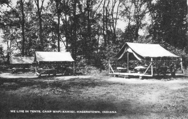 Hagerstown Indiana Campe Wapi Kamigi Tents Antique Postcard K103632