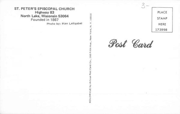 North Lake Wisconsin St Peters Episcopal Church Antique Postcard K103668 - Image 2