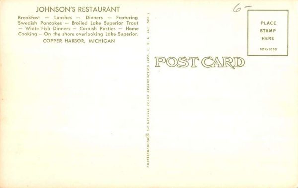 Copper Harbor Michigan Johnsons Restaurant Street View Vintage Postcard K103691 - Image 2