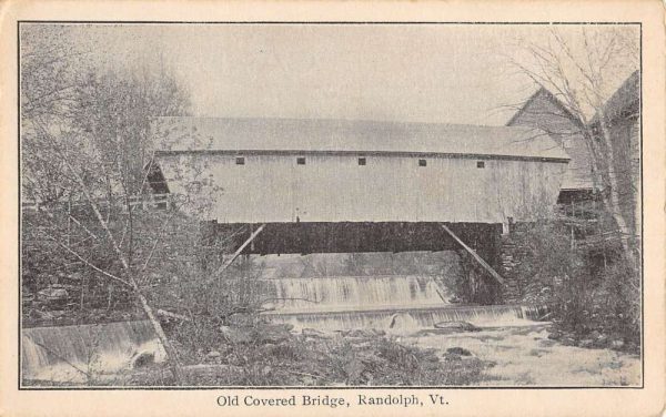 Randolph Vermont Old Covered Bridge Waterfront Antique Postcard K103751