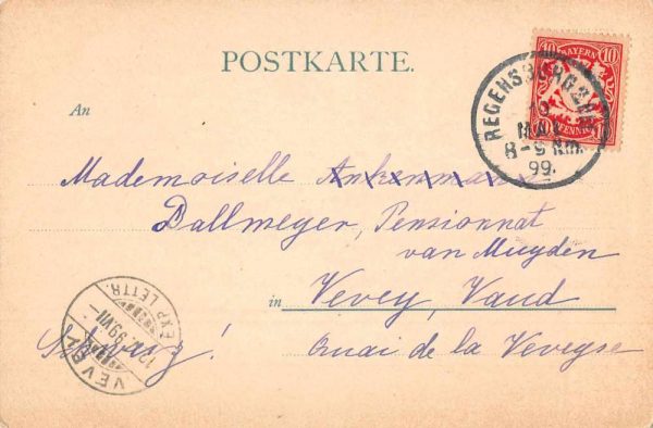 Regensburg Germany Walhalla Scenic View Gruss aus Antique Postcard J79335 - Image 2