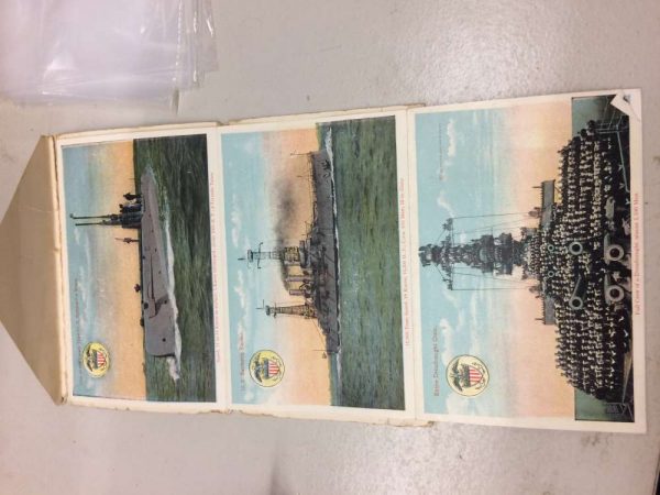 U.S. Navy commissioned ships colored views booklet antique pc Z50062