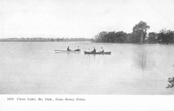 Clear Lake South Dakota fishing boats view from Stony Point antique pc Z50224