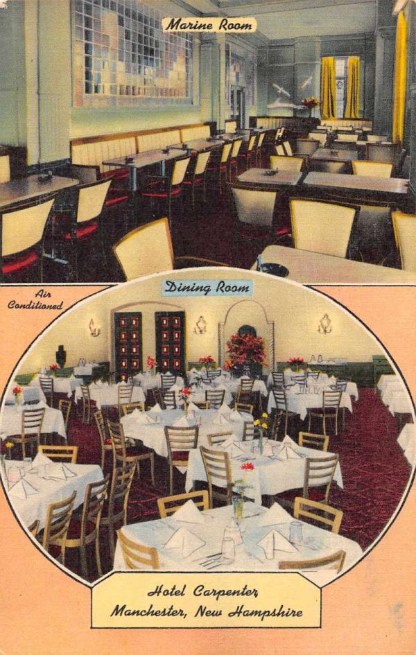 Manchester New Hampshire Hotel Carpenter Restaurant Interior Postcard J78165
