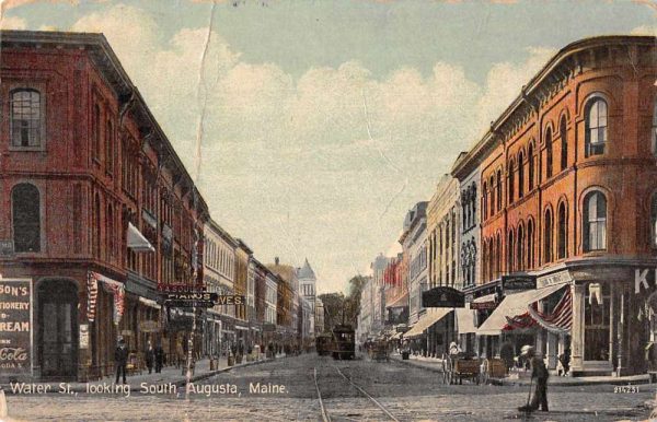 Augusta Maine Water Street Dentist Coke Sign Antique Postcard J78179