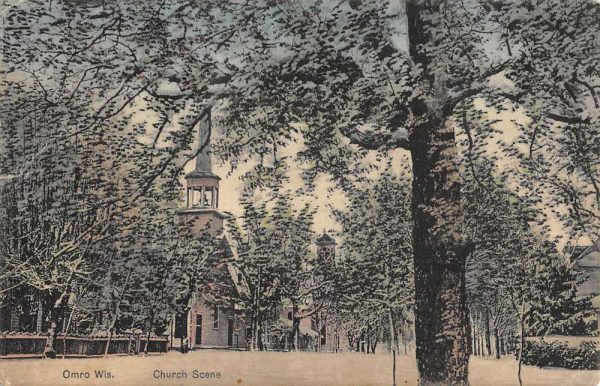 Omro Wisconsin Church Scene Street View Antique Postcard K101312