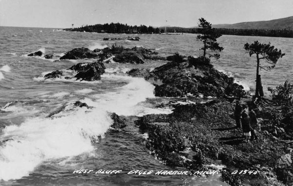Eagle Harbor Michigan West Bluff Real Photo Antique Postcard K101338