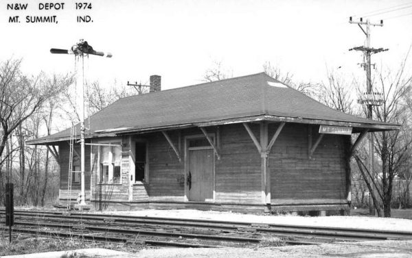 Mt Summit Indiana NW Railroad Depot Real Photo Vintage Postcard K101391