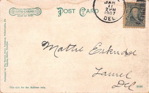 Wilmington Delaware High School Street View Antique Postcard K101405 - Image 2