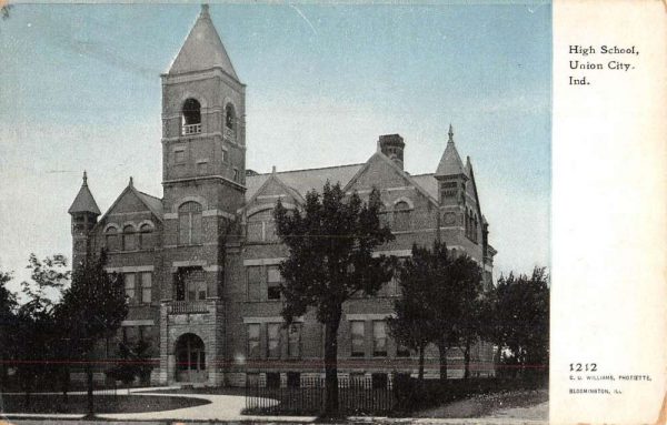Union City Indiana High School Street View Antique Postcard K101410