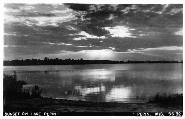 Pepin Wisconsin Lake Sunset Real Photo Antique Postcard K101416