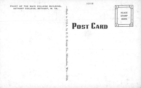 Bethany West Virginia Bethany College Main Building Antique Postcard J79358 - Image 2