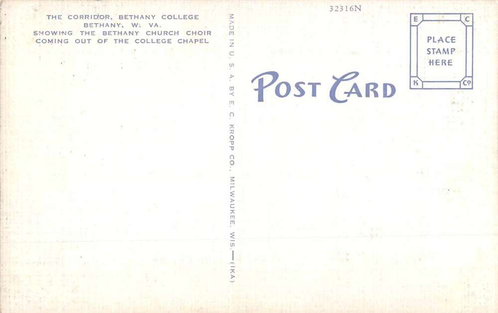 Bethany West Virginia Bethany College Church Choir Antique Postcard J79359 - Image 2
