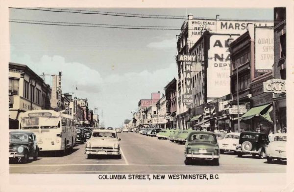 New Westminster BC Canada Columbia Street Tinted Real Photo Postcard J79364