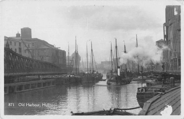 Hull England Old Harbour Ships Real Photo Antique Postcard J79480