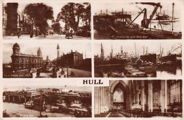 Hull England Multiview Harbor Street Church Pier Real Photo Postcard J79481