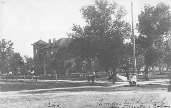 La Junta Colorado Sunday in The Park Real Photo Antique Postcard J79570