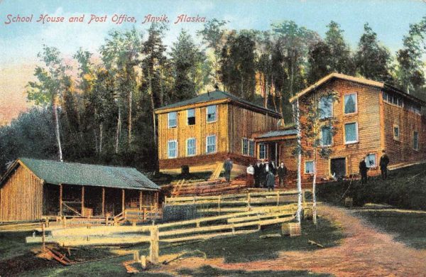 Anvik Alaska School House Post Office Antique Postcard K103892