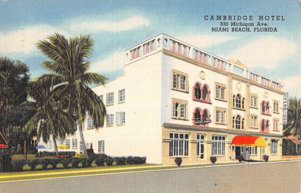 Miami Beach Florida Cambridge Hotel Art Deco Antique Postcard K103923