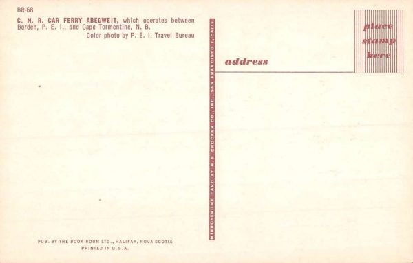 Car Ferry Abegweit Canada Prince Edwards Island New Brunswick Postcard K103947 - Image 2