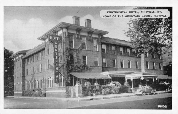 Pineville Kentucky Continental Hotel Street View Antique Postcard K104052