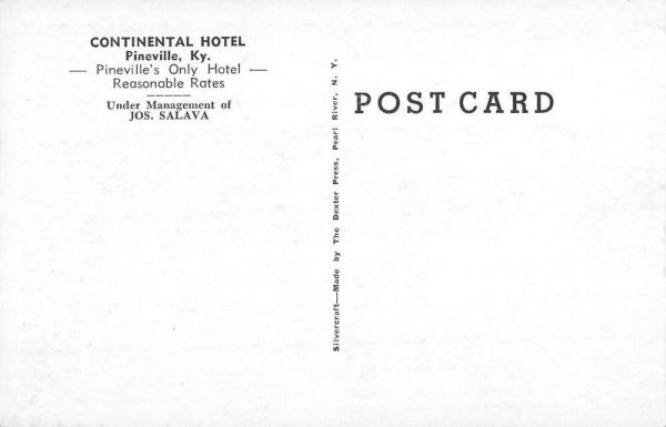 Pineville Kentucky Continental Hotel Street View Antique Postcard K104052 - Image 2