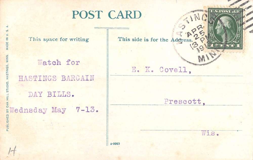 Hastings Minnesota Second Street Scene Historic Bldgs Antique Postcard K104128 - Image 2